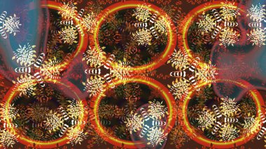 Basit bir kar tanesi. Turuncu ve kahverengi renkli şirin kar taneleri. Soyut duvar kâğıdı, ambalaj dekorasyonu. Kışın sembolü, mutlu noeller, mutlu yeni yıl kutlaması Raster illüstrasyonu..