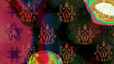 Robot resim. Şirin çiçek elementleri. Raster illüstrasyonu. Kırmızı renkte çiçekler.