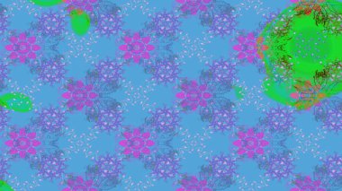 Mavi renkli çiçekler. Raster illüstrasyonunda çiçek deseni çizimi.