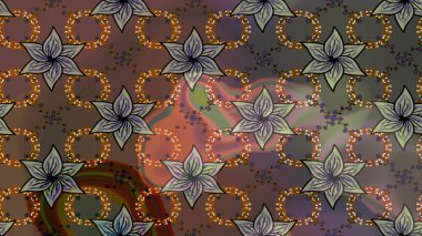 Kar taneleri radyal kahverengi ve gri renkler verir. Renkli arka planda güzel kar taneleri. Raster illüstrasyonu..