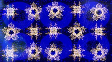 Kış kar tanesi, raster arka plan. Yüzey için tekrarlanan doku, ambalaj kağıdı, mavi, siyah ve nötr renkler. Renkli arka planda izole kar taneleri. Raster illüstrasyonu.