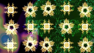 Kar tanesi süsleme deseni. Kar taneleri arka planda. Renkli arka planda izole edilmiş kar tanelerinin düz tasarımı. Kar taneleri deseni. Raster illüstrasyonu.