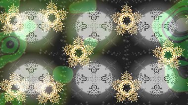 Gri, yeşil ve nötr renklerde kristal kar tanesi. Raster illüstrasyonu.