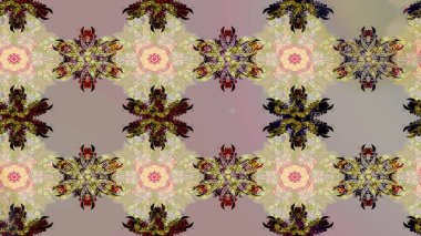 Kar tanelerinin soyut arkaplanlı Noel şablonu. Bej ve gri kar taneleri. Raster illüstrasyonu. Renkler. Noel ve Yeni Yıl moda baskıları için tatil tasarımı.