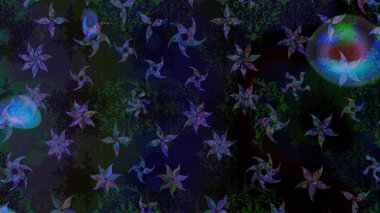 Raster illüstrasyonu. Raster deseni. Gri renkte yaz çiçekleri. Küçük çiçekte sevimli çiçek deseni var..