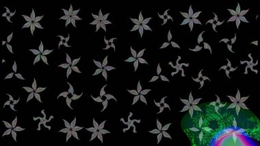 Desen, çizim, çiçek sınırı. Çiçek çelengi. Güzel, parlak, pürüzsüz kumaş, tuval. Kıvırcık, parlak örgü. Eski moda arka plan. Raster illüstrasyonu.