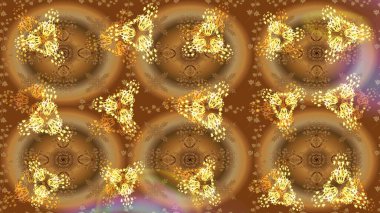 Kar taneleri radyal kahverengiler ve bej renkler. Renkli arka planda güzel kar taneleri. Raster illüstrasyonu..