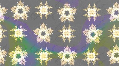 Lace Snowflakes 'in etnik kökü. Raster illüstrasyonu. Stilize Çiçekler. Mandalas 'ın dekoratif dokusu. Kumaş veya Duvar Kağıdı Tasarımı. Tekstil için Lacy Fashion Print. Halk Biçimi.