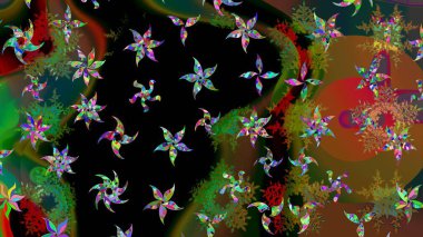 Kar tanelerinin soyut arkaplanlı Noel şablonu. Raster illüstrasyonu. Siyah ve kahverengi renkler. Noel ve Yeni Yıl moda baskıları için tatil tasarımı.