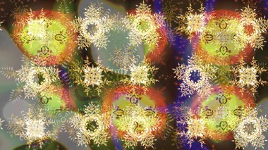 Düşen Noel stili kar taneleri. Renkli bir arka planda izole edilmiş güzel raster kahverengi ve nötr kar taneleri. Kar taneleri, kar yağışı. Görüntü.