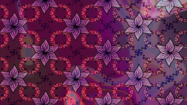 Renkli Bahar Teması eskiz kalıbı. Mor renkli çiçekler. Raster illüstrasyonundaki çiçek desenli çizim. Düz Çiçek Elementleri Tasarımı.