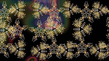 Bokeh siyahı, kahverengiler ve kar taneleriyle dekoratif Noel geçmişi. Raster illüstrasyonu.