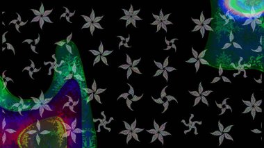 Çiçek desenli eskiz, yaz çiçekleri. Siyah renkli çiçekler. Renkli Bahar Teması eskiz kalıbı. Düz Çiçek Elementleri Tasarımı.