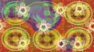 Farklı kar taneleri toplayıcısı, sarı, turuncu ve kahverengi renklerde kış elementleri. Raster Noel soyut renkli arkaplan ve tatlı kar tanesi.