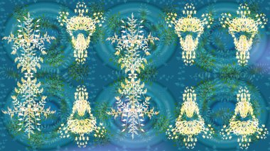 Soyut mandala veya kaprisli kar tanesi içini kaplamak sanat çizmek. Renkli arka plan üzerinde izole sevimli kar taneleri. Raster illüstrasyon.