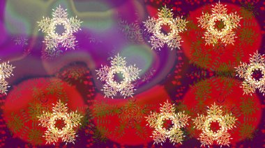 Kar taneleri tasarımı. Son moda kar taneleri ve elementler onun kartlarını gösteriyor. Retro stil dokusu, şablon kış elementleri. Modern tasarım posteri, kapak, kırmızı ve mor renkli kart tasarımı.