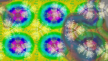 Yeşil ve mavi renklerde şirin soyut kar taneleri raster tasarımı. Düz kar karalama ikonları, yılbaşı afişi için kar taneleri silueti, kartlar. Yeni yıl kar tanesi.