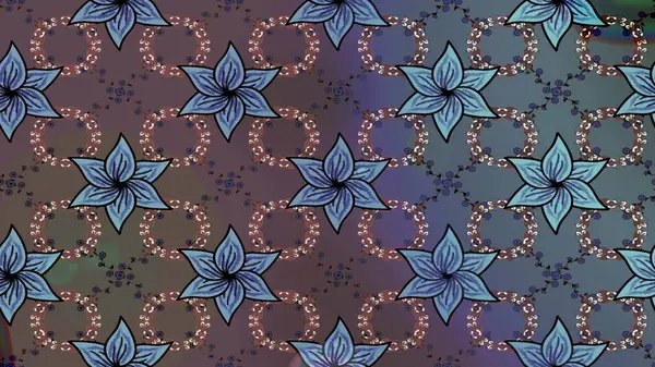 Raster deseni. Patlayan çiçekler soyut olarak yerleştirilmiş. Raster illüstrasyonu. Yumuşak, bahar çiçekleri kahverengi renklerde.