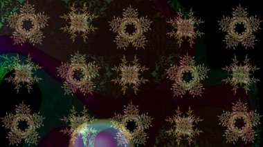 Kar tanesi süsleme deseni. Kar taneleri arka planda. Renkli arka planda izole edilmiş kar tanelerinin düz tasarımı. Kar taneleri deseni. Raster illüstrasyonu.