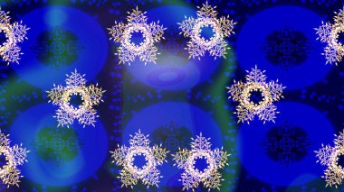 Kar tanesi süsleme deseni. Kar taneleri arka planda. Renkli arka planda izole edilmiş kar tanelerinin düz tasarımı. Kar taneleri deseni. Raster illüstrasyonu.