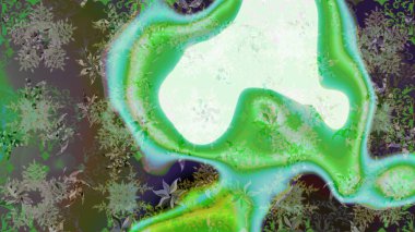 Raster illüstrasyonu. Noel ve yeni yıl moda baskıları için tatil tasarımı. Yeşil ve nötr renkler. Kar tanelerinin soyut arkaplanlı Noel deseni.