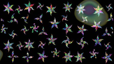 Kar tanesi raster arka planı. Kışın siyah ve yeşil noel kar kristal elementi. Meteoroloji buz koleksiyonu. Xmas Frost kar taneleri izole edilmiş siluet sembolü. Raster illüstrasyonu.