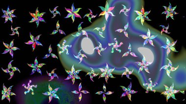 Çiçek desenli çizim. Siyah renkli Asya tekstili. Raster illüstrasyonu.