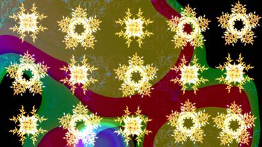 Kahverengi ve kırmızı renkli kristal kar tanesi. Raster illüstrasyonu.