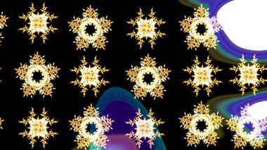 Kar tanesi süsü Raster illüstrasyonu. Siyah ve beyaz renkli kar tanesi süsü. Kar taneleri izole edildi. Güzel süs eşyası..