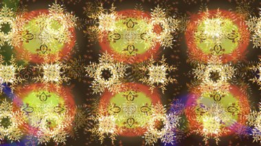 Yeni yıl kar tanesi. Düz kar karalama ikonları, kar taneleri silueti kahverengi ve sarı renkli yılbaşı afişleri, kartlar. Güzel soyut kar tanesi raster tasarımı..