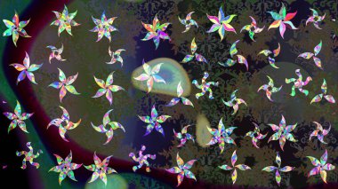 Gri ve yeşil renklerde kar tanelerinden oluşan kış deseni. Kış konsepti Düz yatıyordu. Raster illüstrasyonu.