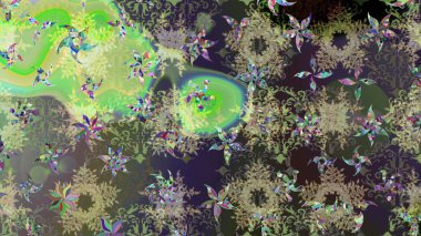 Çiçek desenli çizim. Raster illüstrasyonu. Asya tekstil tarzında. Gri renkli çiçekler. Raster illüstrasyonu.