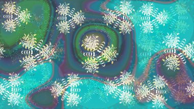 Raster düz çiçek çizim deseni. Hediye ambalaj kağıdı, tebrik kartları, posterler ve pankart tasarımı. Mavi renkte çiçekler.