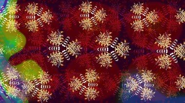 Kar taneli kırmızı ve kahverengi renkler. Renkli arka planda izole tatlı kar taneleri. Raster illüstrasyonu.