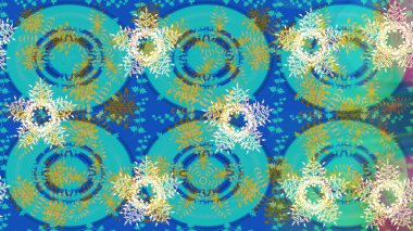 Kar taneleri tasarımı. Son moda kar taneleri ve elementler onun kartlarını gösteriyor. Retro tarzı, kış elementleri. Modern soyut tasarım posteri, kapak, mavi ve yeşil renkli kart tasarımı.