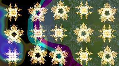 Stilize Çiçekler. Kumaş veya Duvar Kağıdı Tasarımı. Mandalas 'ın dekoratif dokusu. Lace Snowflakes 'in etnik kökü. Raster illüstrasyonu. Folk Style. Tekstil için Lacy Moda Yazdırma.