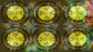 Raster yeşili ve kahverengi kar tanesinden izole edilmiş. Renkli kar taneleri Raster çizimi. Güzel kış süsleri..