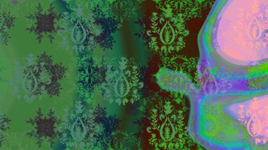 Kar tanelerinin soyut arkaplanlı Noel arkaplanı. Yeşil ve mavi kar taneleri. Noel için tatil tasarımı, yeni yıl moda baskıları. Güzel tasarım. Raster illüstrasyonu.