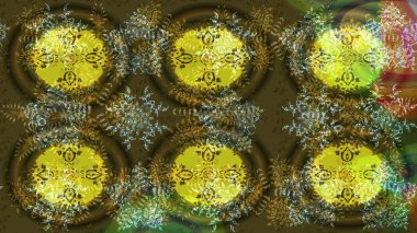 Raster yeşili ve kahverengi kar tanesinden izole edilmiş. Renkli kar taneleri Raster çizimi. Güzel kış süsleri..