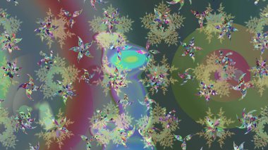 Sanat terapisi tarzı zen çizim için yeşil ve nötr mandala şeklinde kar taneleri. El çizimi, dövme stili, kumaş tasarımı ve Raster illüstrasyonunda kartlar..