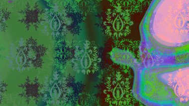 Kar tanelerinin soyut arkaplanlı Noel arkaplanı. Yeşil ve mavi kar taneleri. Noel için tatil tasarımı, yeni yıl moda baskıları. Güzel tasarım. Raster illüstrasyonu.