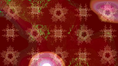 Çiçek Elementleri 'nin soyut geçmişi. Raster kış deseni. Kırmızı ve kahverengi renkler üzerine tasarım. Raster illüstrasyonu.