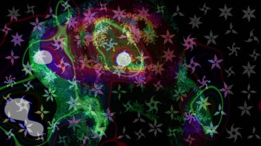 Kar Tanesi Simgesi. Raster illüstrasyonu. Kar taneleri siyah ve yeşil renklerde izole edilmiş. Raster illüstrasyonu.