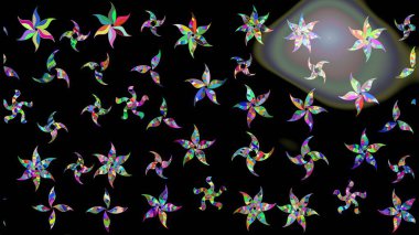 Çiçek desenli eskiz. Siyah renkli çiçekler. Renkli Bahar Teması eskiz kalıbı. Düz Çiçek Elementleri Tasarım Raster illüstrasyonu.