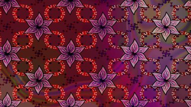 Tekstil, kumaş, ambalaj, hatıra defteri için hoş bir çiçek arkaplanı. Mor arka planda. Çocuksu tasarım. Elle çizilmiş karalama çiçekleri ile Raster çizim deseni.