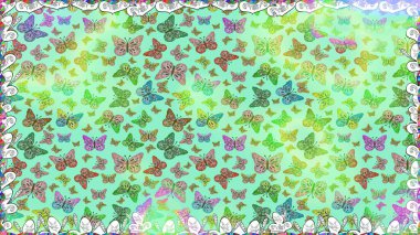 Sonsuz. Raster illüstrasyonu. Çizim, karalama, karalama. Kelebeklerle kusursuz desen. Erkekler, kızlar, elbiseler, duvar kağıtları için soyut, pürüzsüz desen.