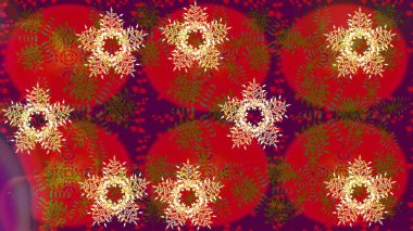 Kar tanesi süsleme deseni. Kar taneleri arka planda. Renkli arka planda izole edilmiş kar tanelerinin düz tasarımı. Kar taneleri deseni. Raster illüstrasyonu.