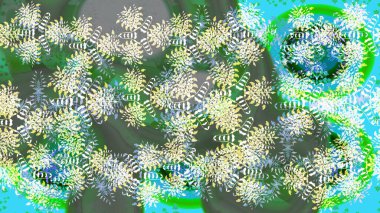 Kar taneli yeşil ve nötr bir renk. Raster Noel soyut renkli arka plan ve tatlı kar tanesi. Raster illüstrasyonu.