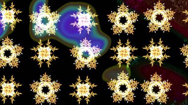 Siyah ve kahverengi renklerde kar tanelerinden oluşan kış deseni. Kış konsepti Düz yatıyordu. Raster illüstrasyonu.