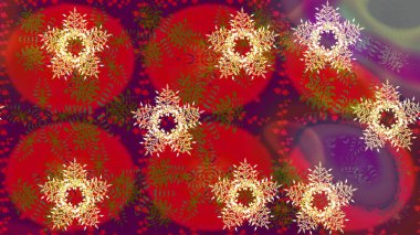 Kışın sembolü, mutlu noeller, mutlu yeni yıl kutlaması Raster illüstrasyonu. Basit bir kar tanesi. Soyut duvar kâğıdı, ambalaj dekorasyonu. Kırmızı ve mor renkler üzerine resim.